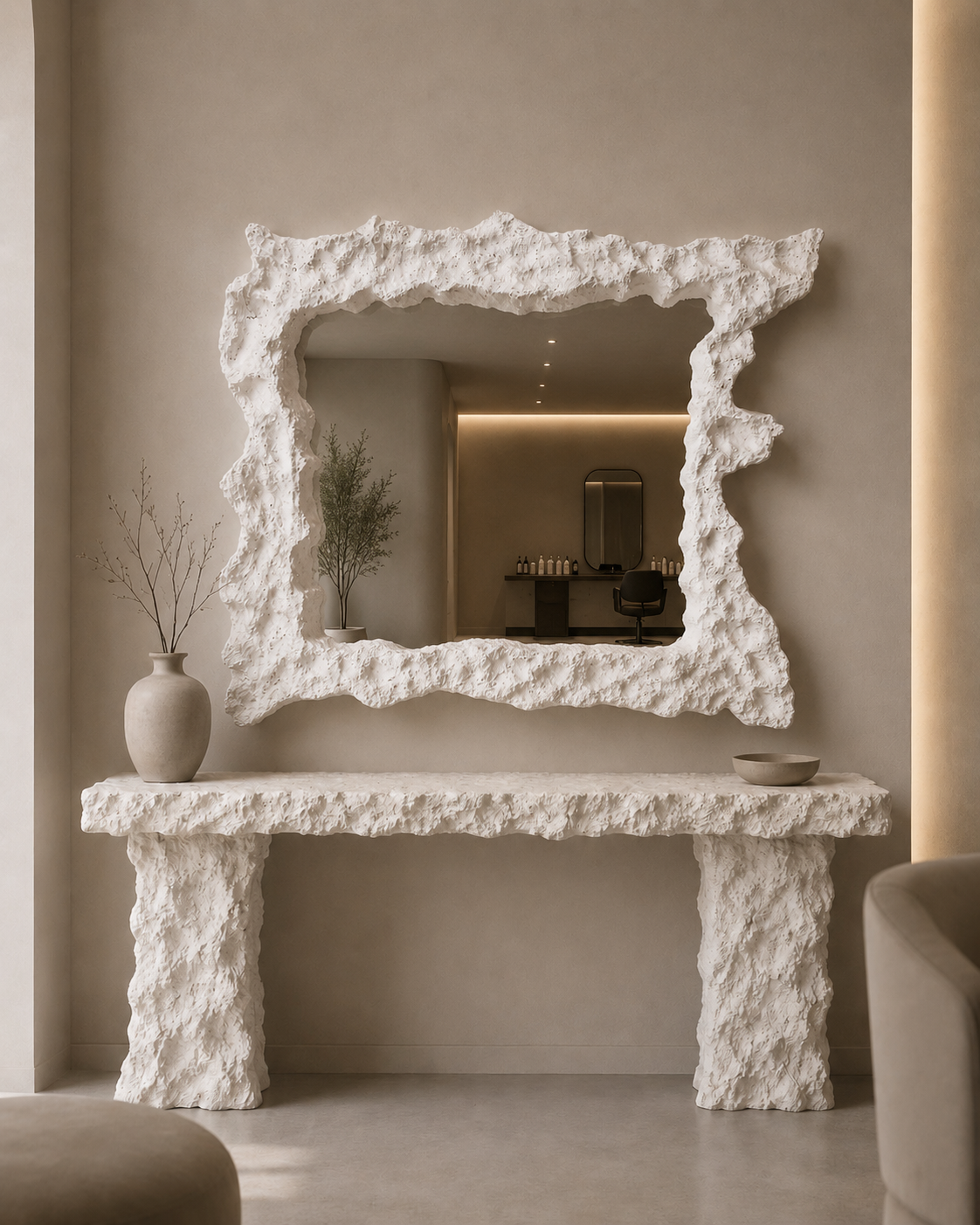 آینه کنسول طرح سنگی صخره ای مدل نیکا