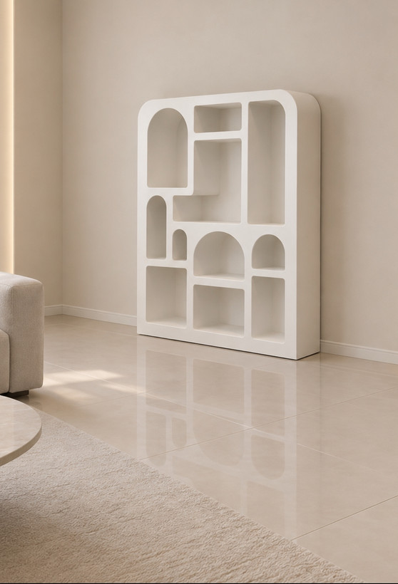 شلف دکوراتیو ایستاده کتابخانه و ویترین طرح نــگـــار